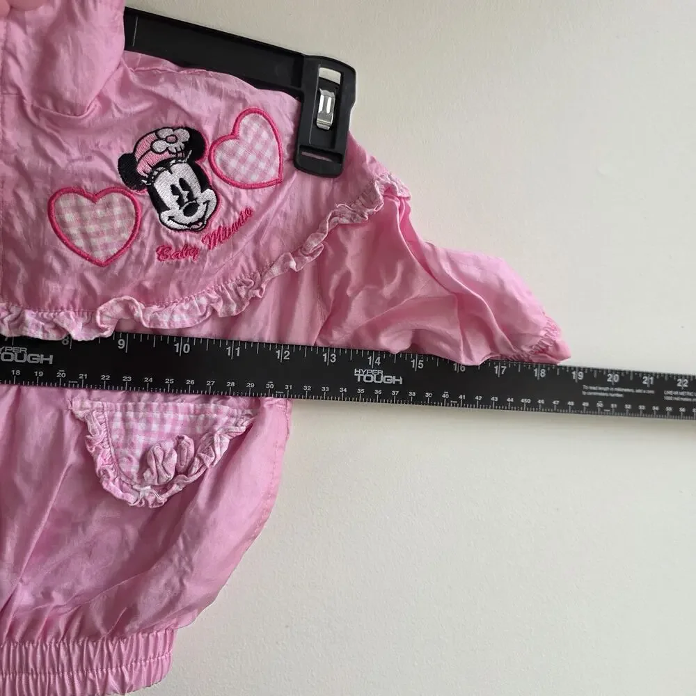 Vintage 1990s Disney Babies Minnie Mouse Windbreaker 2 Pc Tracksuit Set |‎ 12M